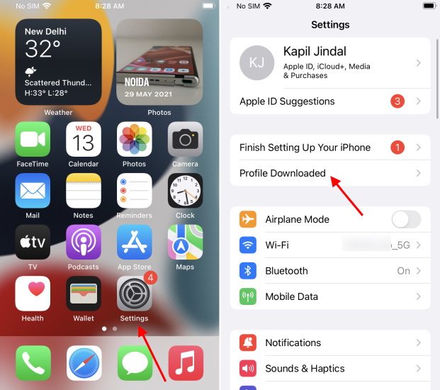 ప్రొఫైల్ను ఇన్స్టాల్ చేయండి
